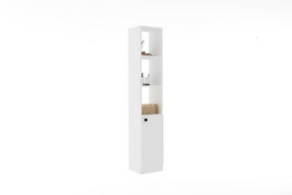 Hanah Home Trend - White Armario de Baño Escandinavo Blanco con Amplio Almacenamiento y Fijación a Pared 170x30x29.6 cm